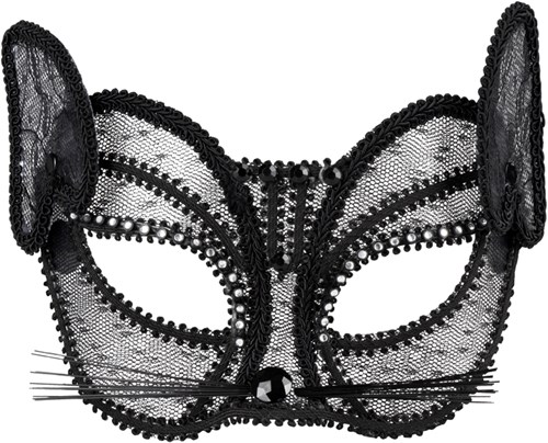 Kanten Oogmasker Kat Zwart-2