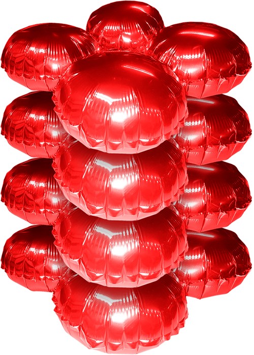Cluster Folieballonnen Rond Metallic Rood 10st.