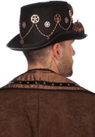 Hoed Steampunk Luxe met Bronzen Bril en Klok-3