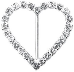 Sjaal Gesp Strass Hart Zilver - 2st