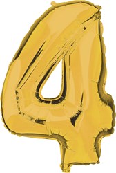 Folieballon Cijfer 4 Goud 100cm