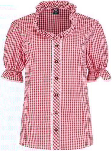 Dames Trachtenblouse Rood-Wit (100% Katoen) 