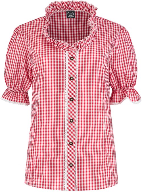 Dames Trachtenblouse Rood-Wit (100% Katoen) 