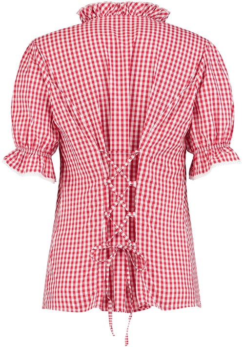 Dames Trachtenblouse Rood-Wit (100% Katoen) -2