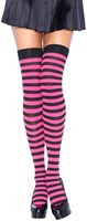 Sexy Overknee Zwart-Neon Pink Gestreept