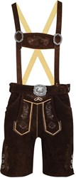 Lederhose Kort Donkerbruin met Riem + Bretels (Rund)