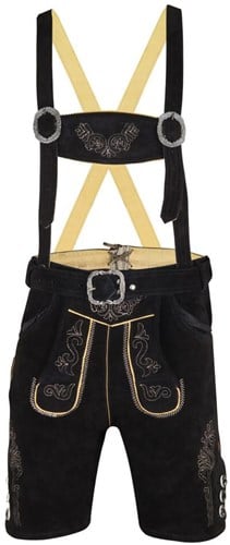 Lederhose Kort Zwart met Riem (Rund)