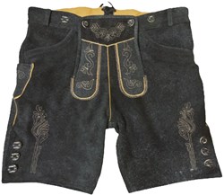 Lederhose Kort Antraciet met Riem + Bretels (Rund)