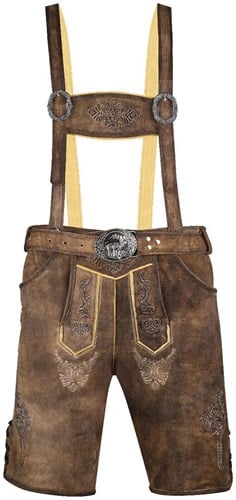 Lederhose Geitenleer Kort Andreas met Riem + Bretels
