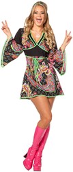 Dames Hippie Jurkje Pink/Zwart  