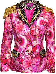Carnavalsjas Roze Bloemen-Panter Kort voor dames