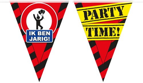 Vlaggenlijn Party Ik ben Jarig Verkeersbord