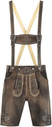 Heren Lederhose Kort Luxe Antiek Grijs (rundleer)