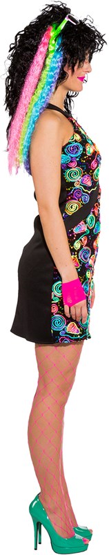 Eighties Jurkje Zwart Neon voor dames-2