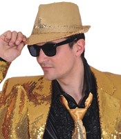 Hoed Popstar Pailletten Goud