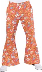 Heren Hippiebroek Paisley (Bruin/Oranje)