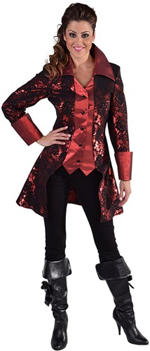 Damesjas Brokaat Rood/Zwart