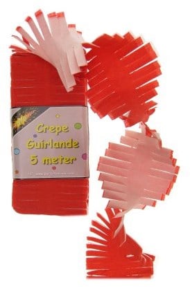 Crepeguirlande Rood/Wit 5mtr