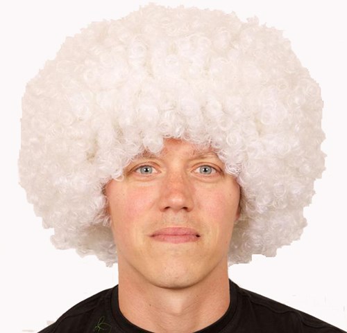 Pruik Afro Groot Wit