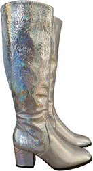 Disco Laarzen Metallic Hologram Zilver