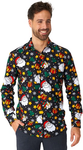 Kerst Overhemd Suitmeister Santa Elves Black
