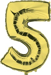 Folieballon Cijfer 5 Goud 100cm