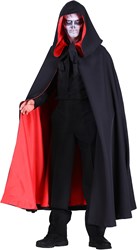 Halloween Cape met Capuchon Luxe Zwart-Rood