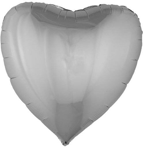 Folieballon Hartje XL Metallic Zilver (80x75cm)