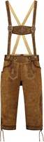 Heren Lederhose Lang Luxe Antiek Bruin (rundleer)