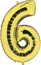 Folieballon Cijfer 6 Goud 100cm