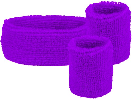 Set Zweetbandjes + Hoofdband Paars 