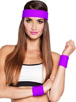 Set Zweetbandjes + Hoofdband Paars -2