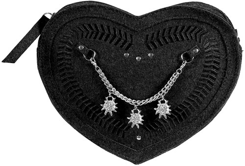 Tiroler Tasje Hartje Zwart met Ketting