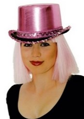 Hoge Hoed Metallic + Pailletten Pink
