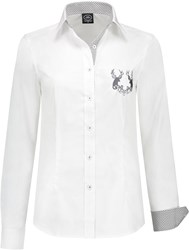 Tiroler Trachtenblouse Grijs/Wit Luxe voor dames