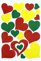 Raamsticker Hartjes Rood-Geel-Groen (35x50cm)