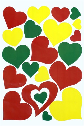 Raamsticker Hartjes Rood-Geel-Groen (35x50cm)