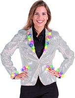 Dames Pailletten Jasje Zilver met LED-verlichting-2