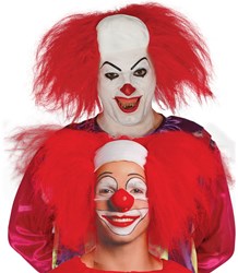 Pruik Clown Rood met Kaalkop (latex)