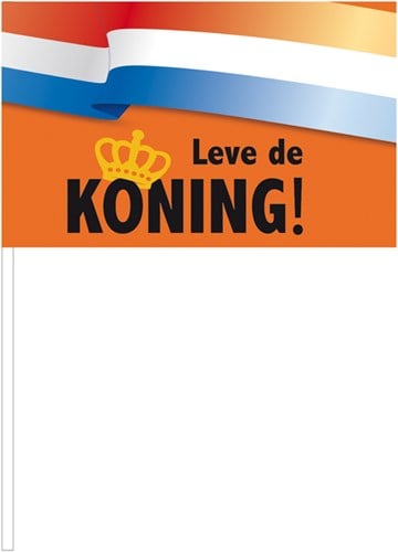 Zwaaivlag Leve de Koning 37cm