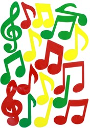 Raamsticker Muzieknoten Rood-Geel-Groen (35x50cm)