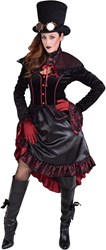 Damesjurk Steampunk Victoria Zwart/Rood