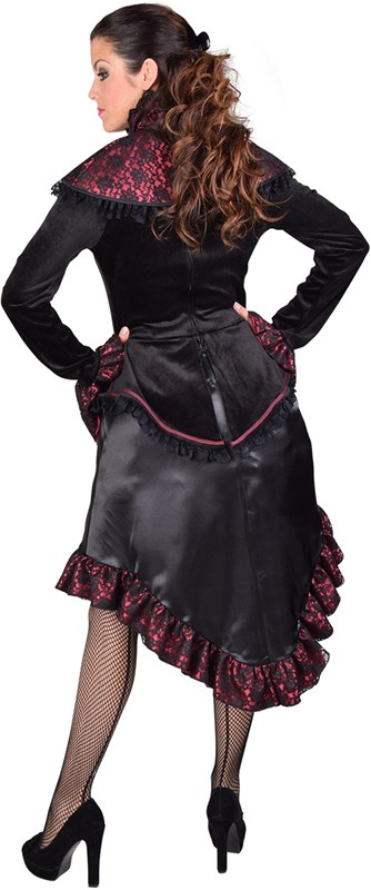 Damesjurk Steampunk Victoria Zwart/Rood-3