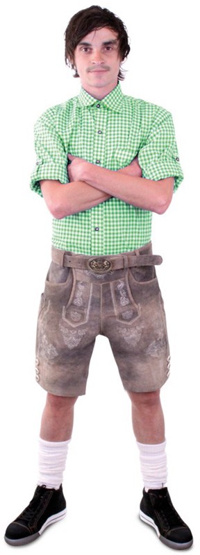 Heren Lederhose Kort Runderleer Antiek Bruin 