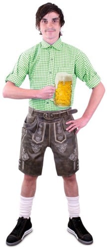 Heren Lederhose Kort Runderleer Olijfgroen 