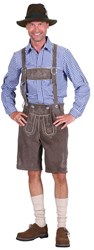 Heren Lederhose Kort Grijs (Rundleer) 