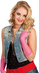 Nethandschoenen Vingerloos Lang Fluor Pink
