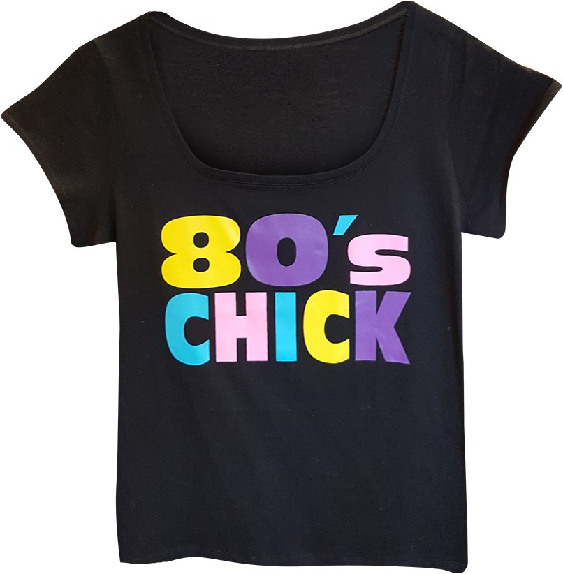 Shirt 80 s Chick Zwart Kopen Carnavalsland