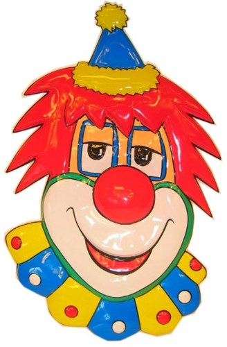 Wanddeco Clown Hoofd met Rood Haar (70x45cm)