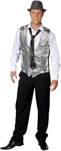 Glitter Gilet Pailletten Zilver